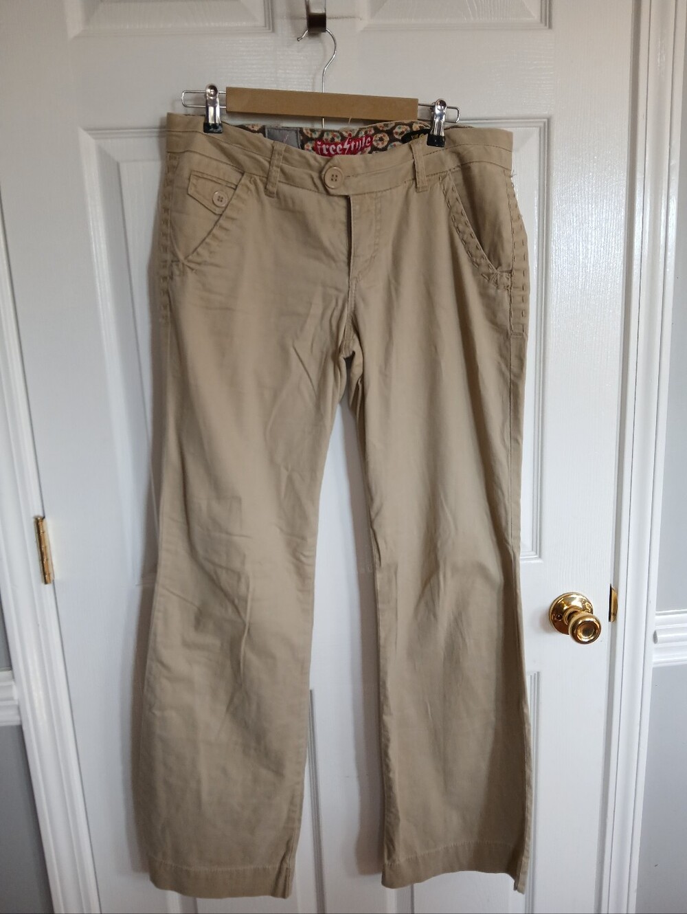 Freestyle Revolution khaki wide-leg Pants Streetwear Grunge Rock Featival Long